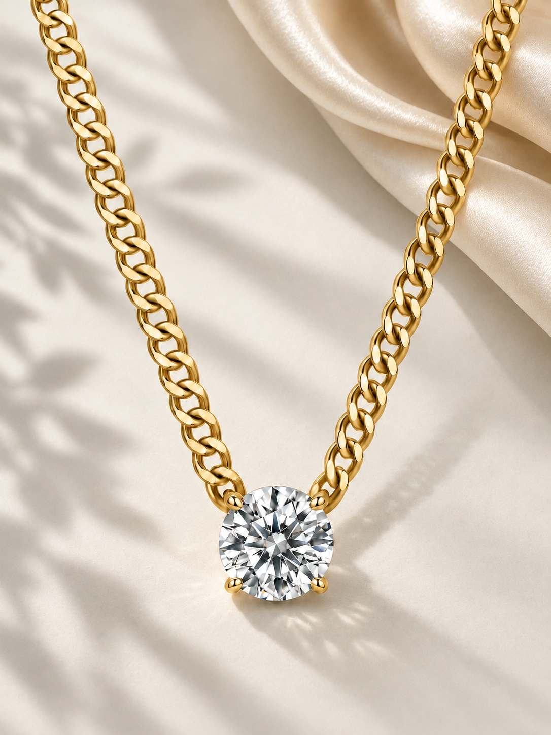 Colier din Argint 925 Gold cu Moissanite 6,5 mm