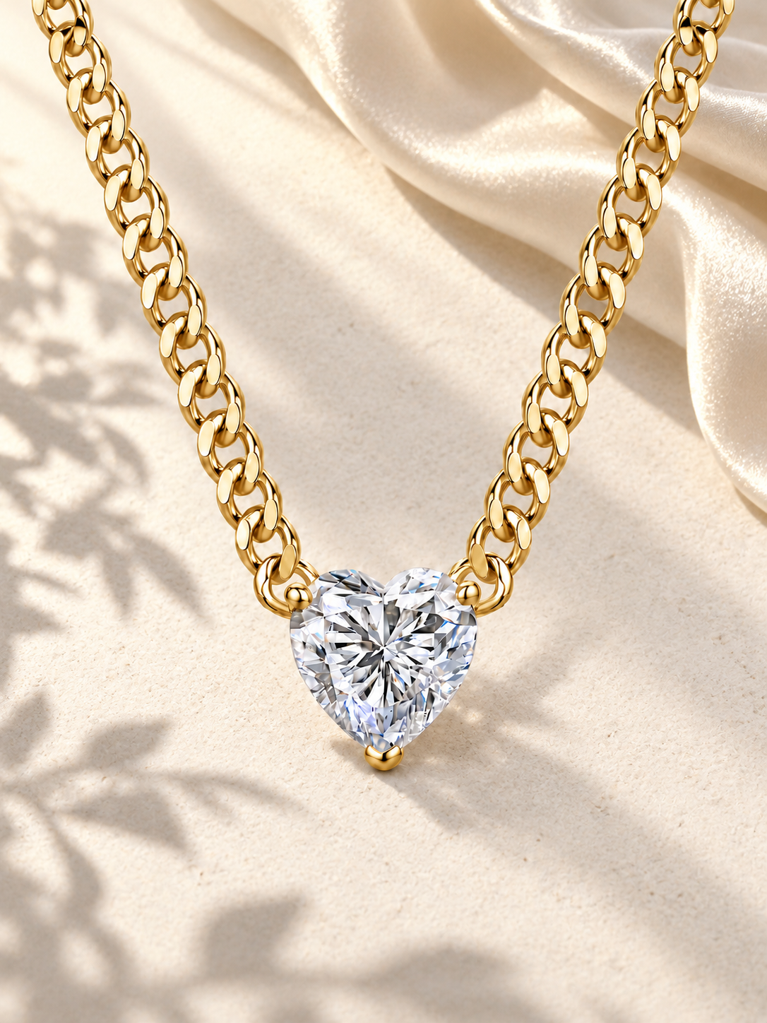Colier din Argint 925 Gold cu Moissanită Heart