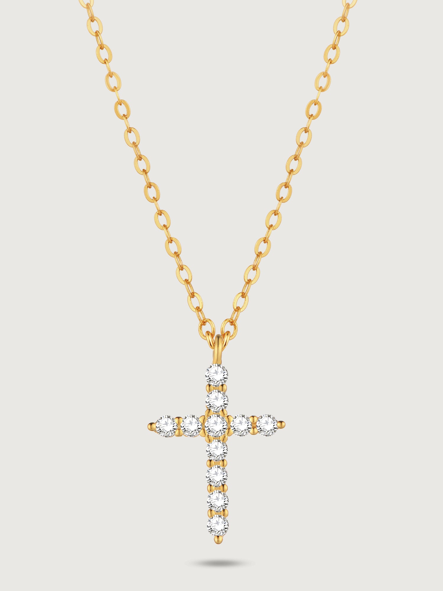 Colier din argint 925 placat cu aur cu pandantiv cruce și zirconiu Gold Radiant Cross