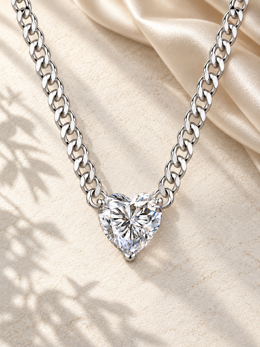 Colier din Argint 925 Silver cu Moissanită Heart