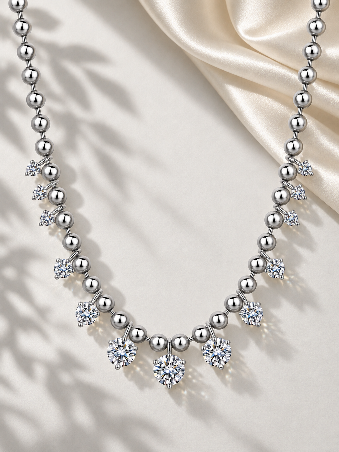 Colier din Argint 925 Silver cu Moissanite Suspendate