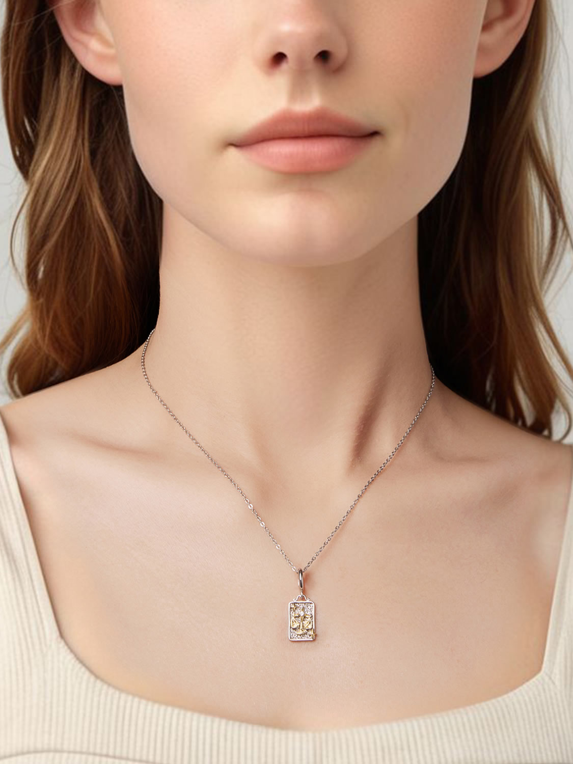 Colier argint Balanta cu accente aurii si zirconii