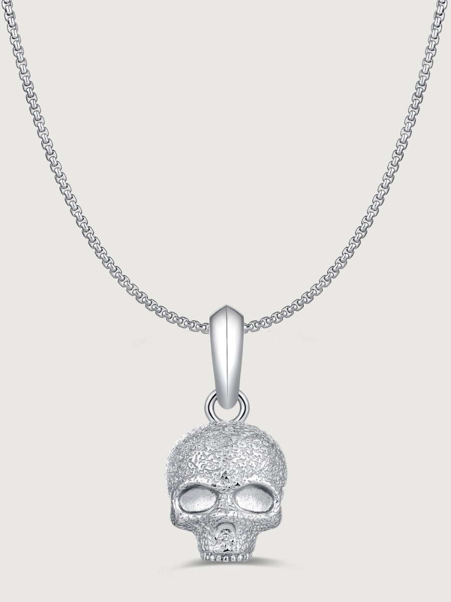 Colier din argint cu pandantiv craniu pentru barbati model Skull Forge