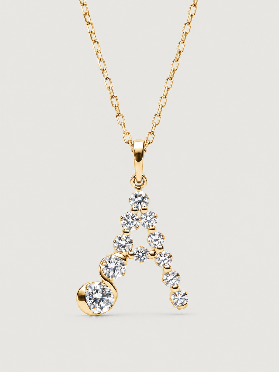 Colier din Argint Gold Crystal Embrace Initial Litera A