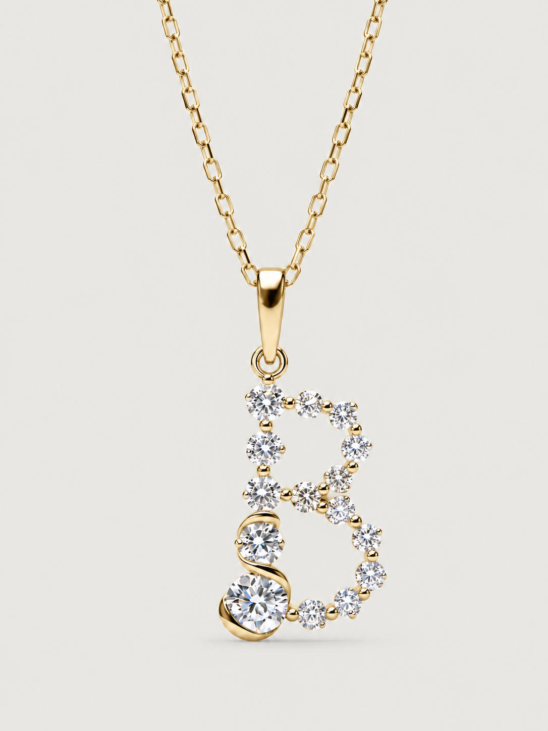 Colier din Argint Gold Crystal Embrace Initial Litera B