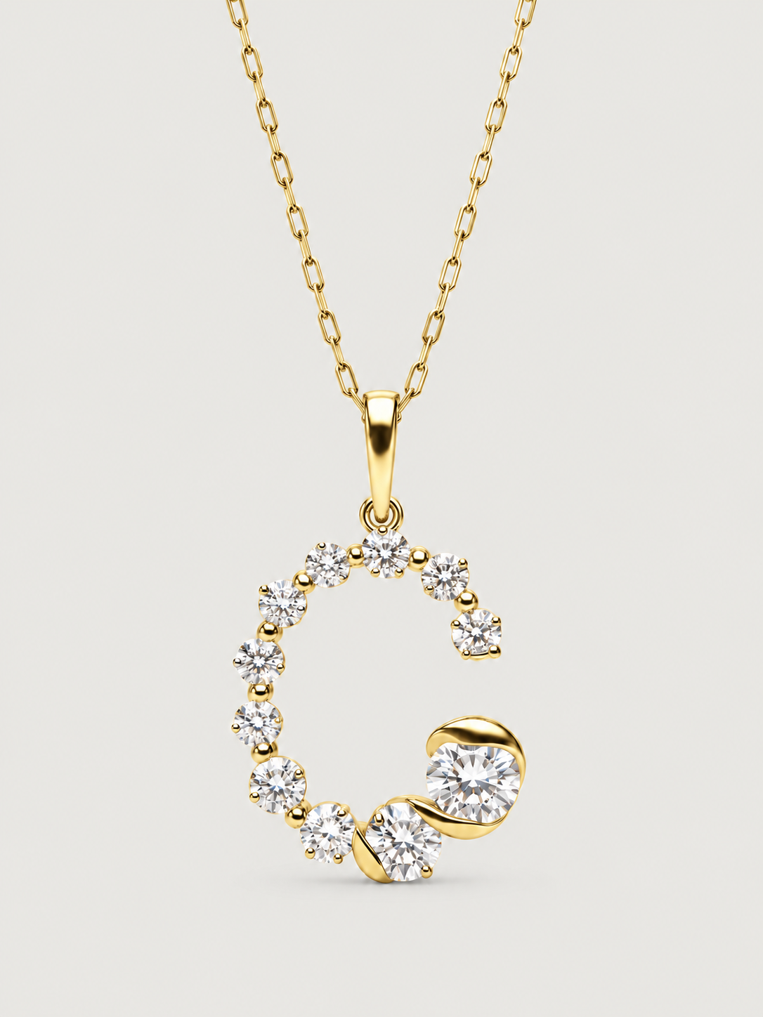 Colier din Argint Gold Crystal Embrace Initial Litera C