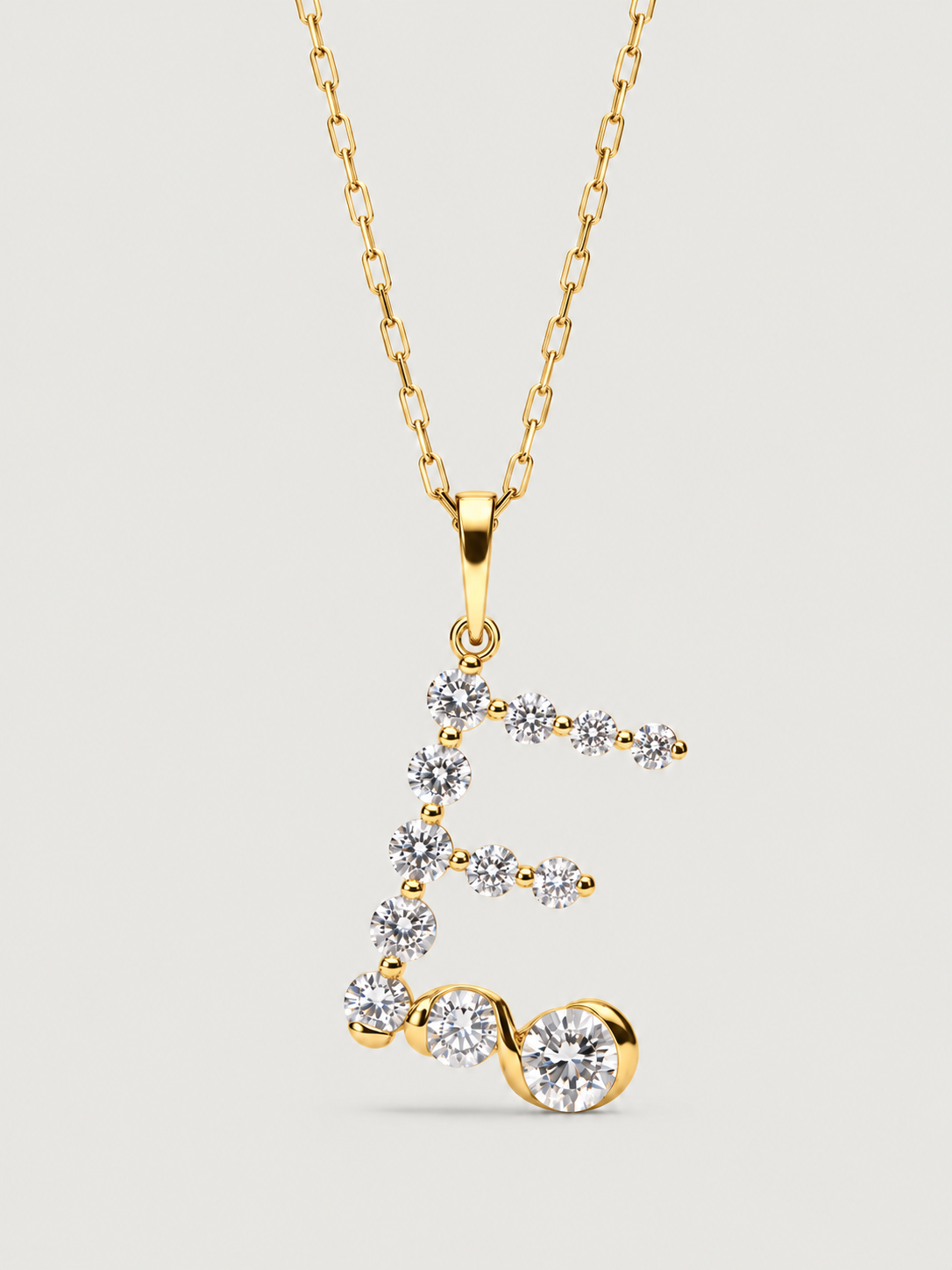 Colier din Argint Gold Crystal Embrace Initial Litera E