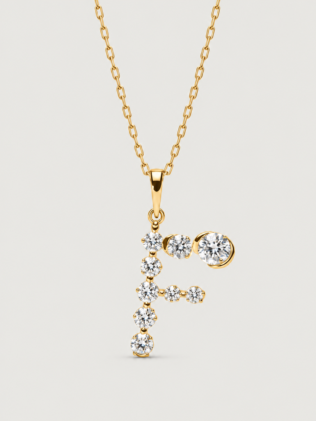 Colier din Argint Gold Crystal Embrace Initial Litera F