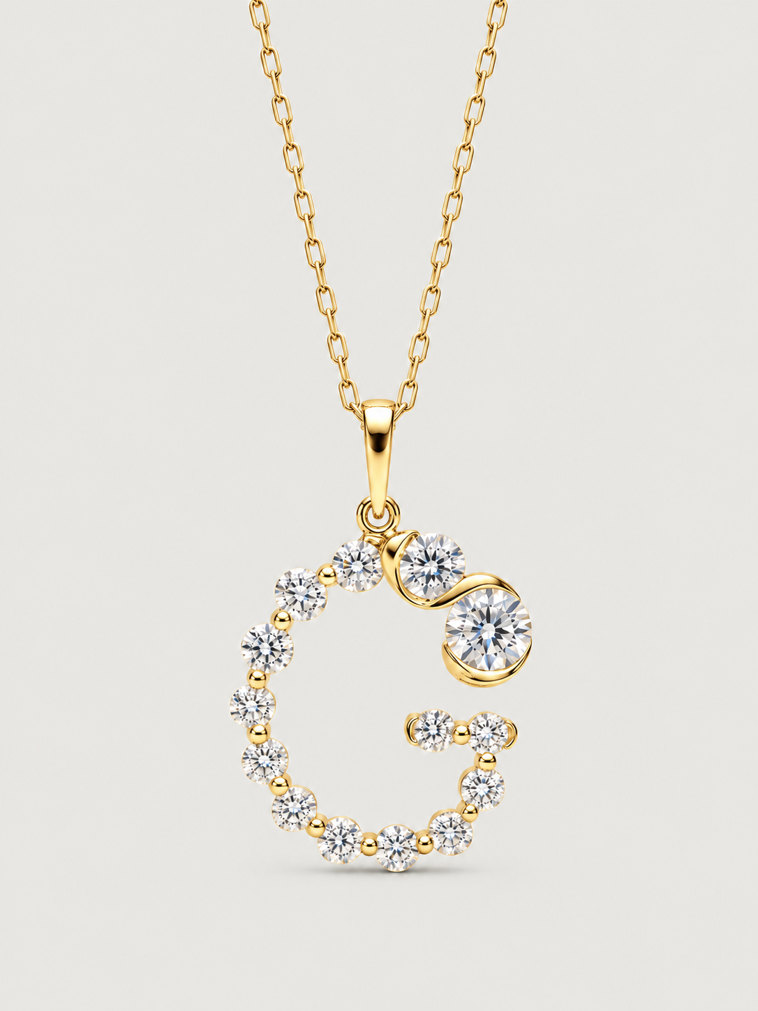 Colier din Argint Gold Crystal Embrace Initial Litera G
