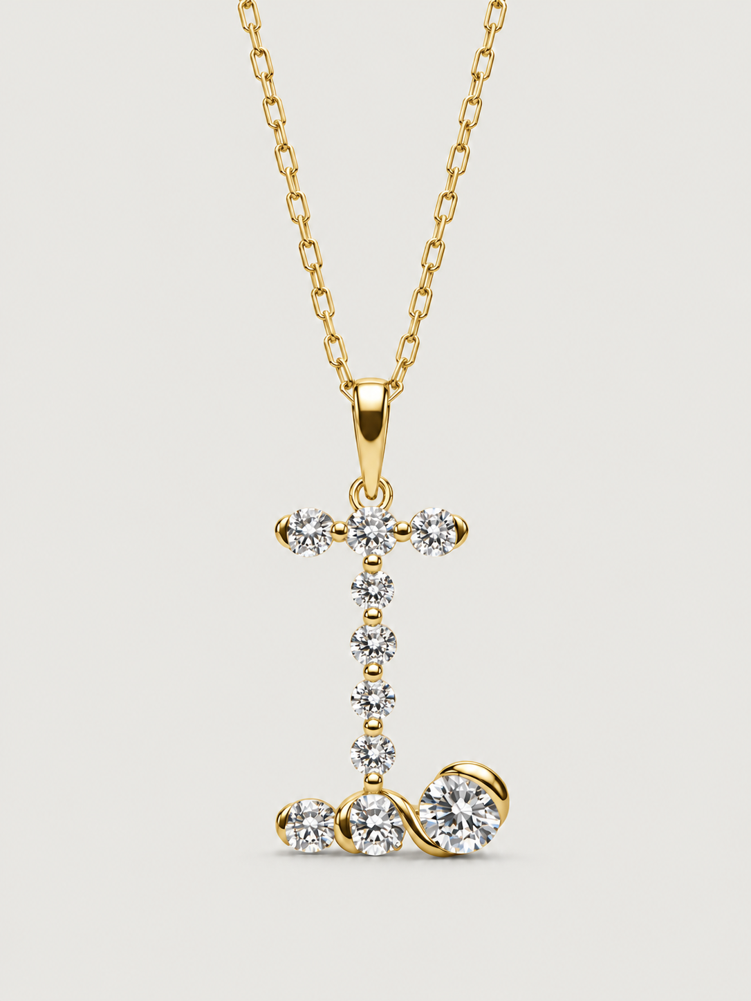 Colier din Argint Gold Crystal Embrace Initial Litera I