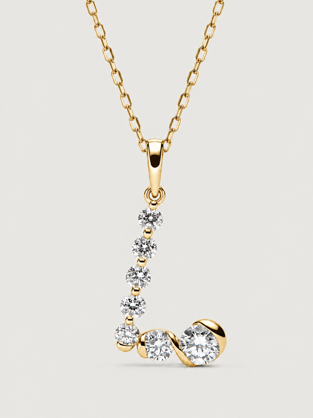 Colier din Argint Gold Crystal Embrace Initial Litera L
