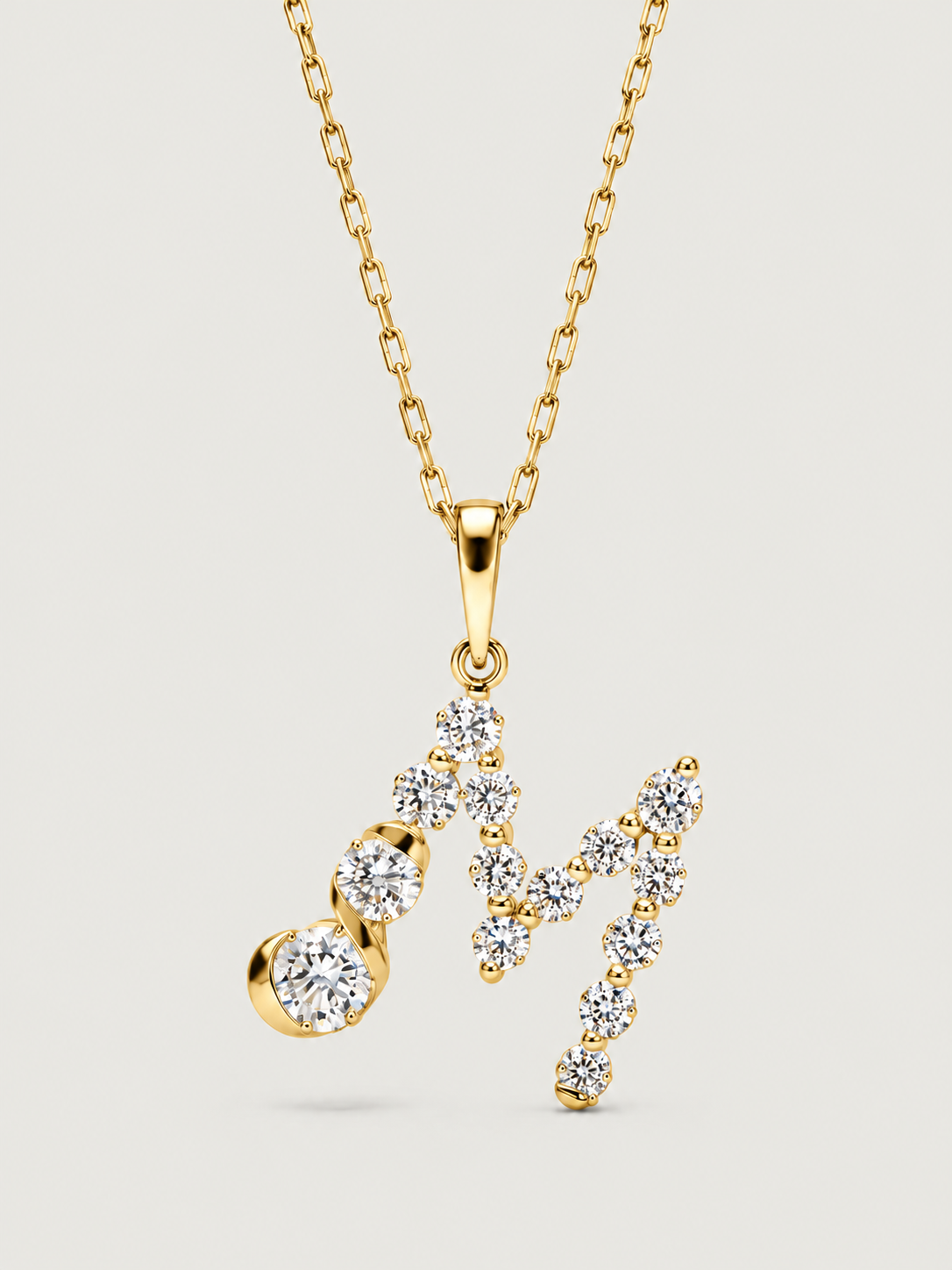 Colier din Argint Gold Crystal Embrace Initial Litera M