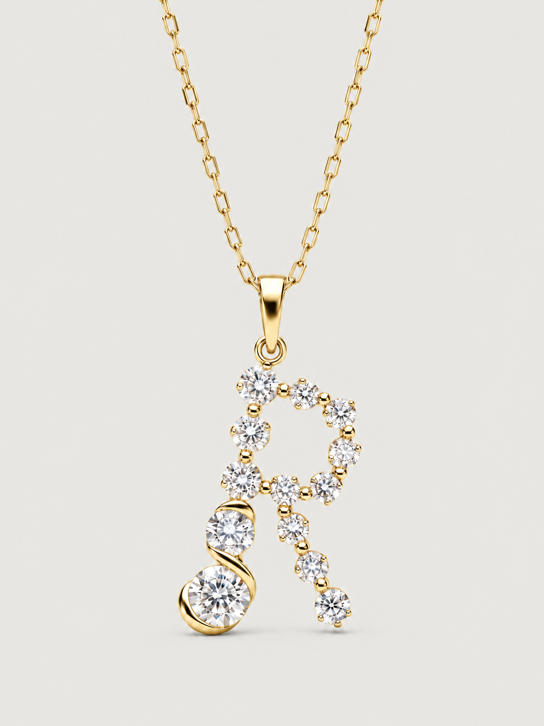 Colier din Argint Gold Crystal Embrace Initial Litera R
