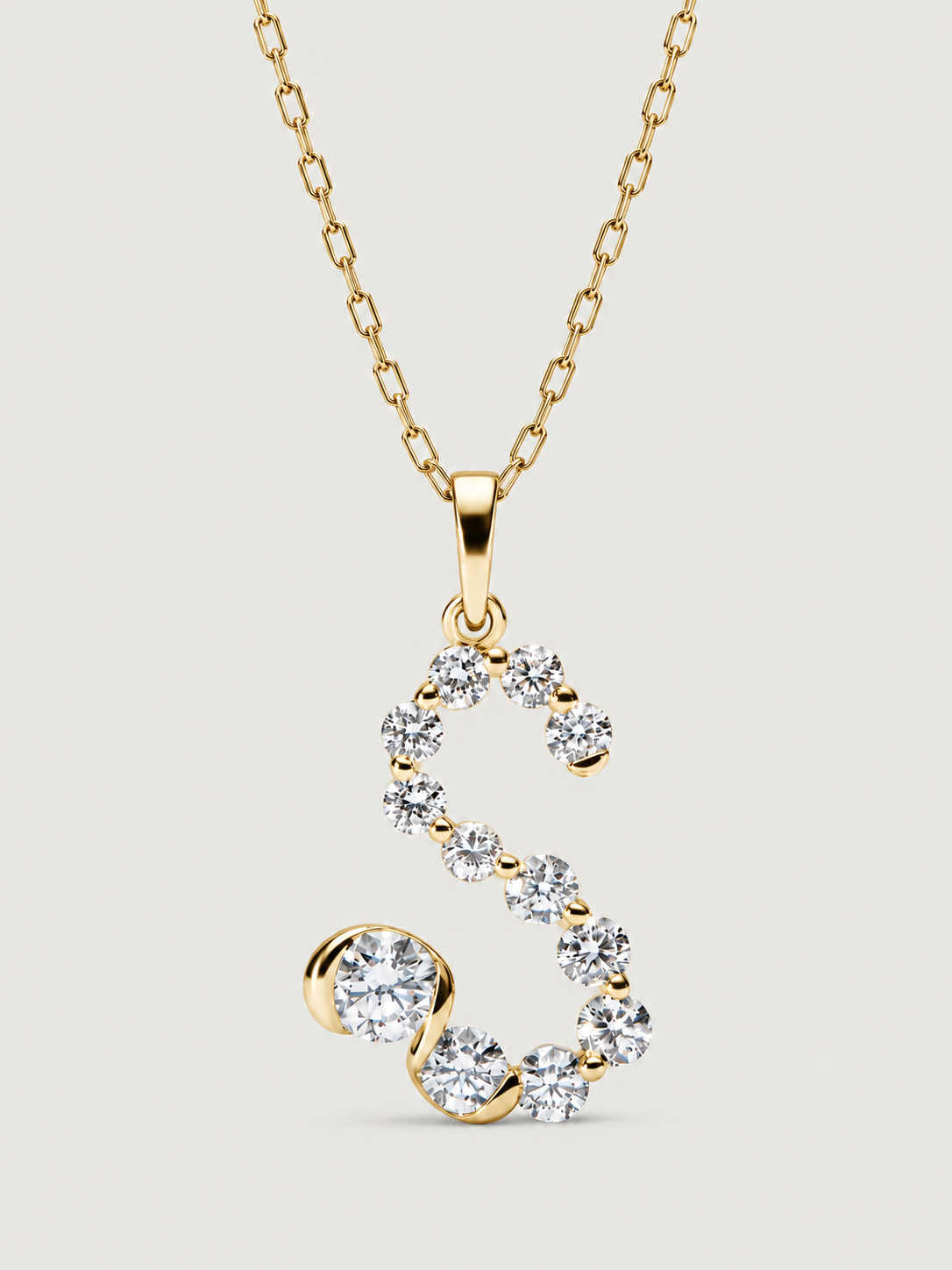 Colier din Argint Gold Crystal Embrace Initial Litera S