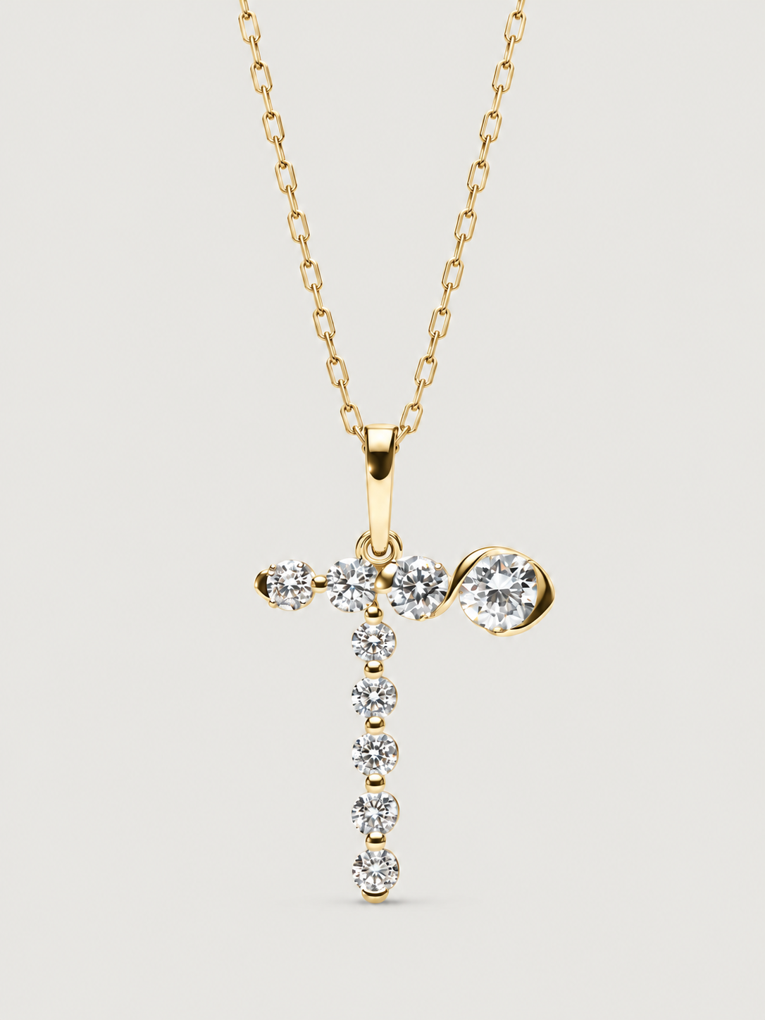 Colier din Argint Gold Crystal Embrace Initial Litera T