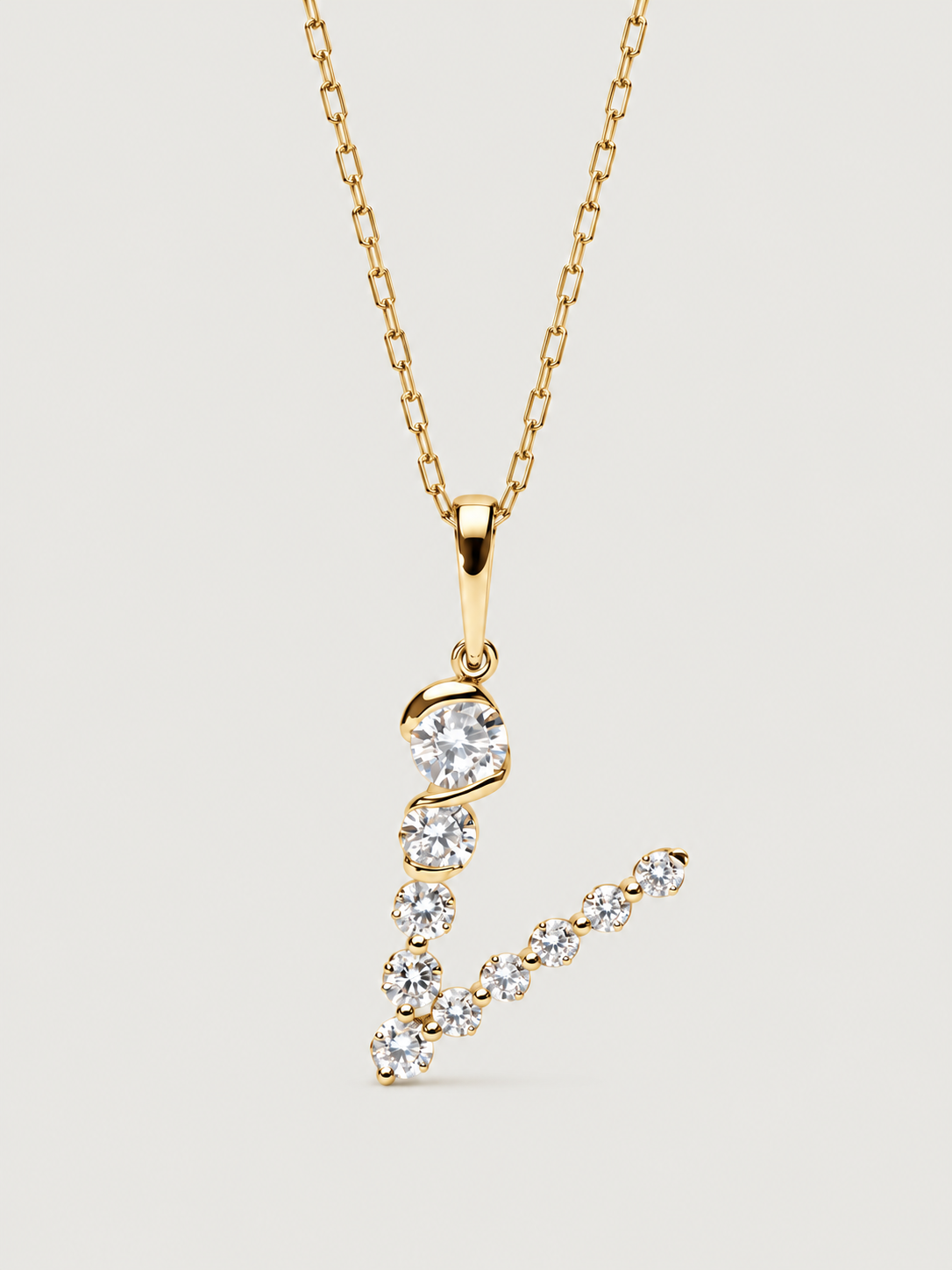 Colier din Argint Gold Crystal Embrace Initial Litera V