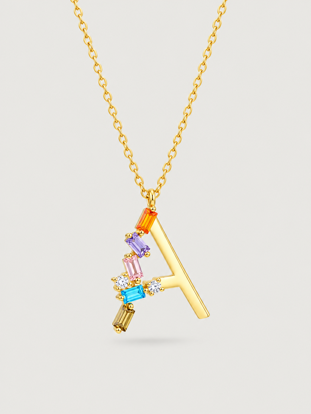 Colier din Argint Gold Rainbow Initial Litera A