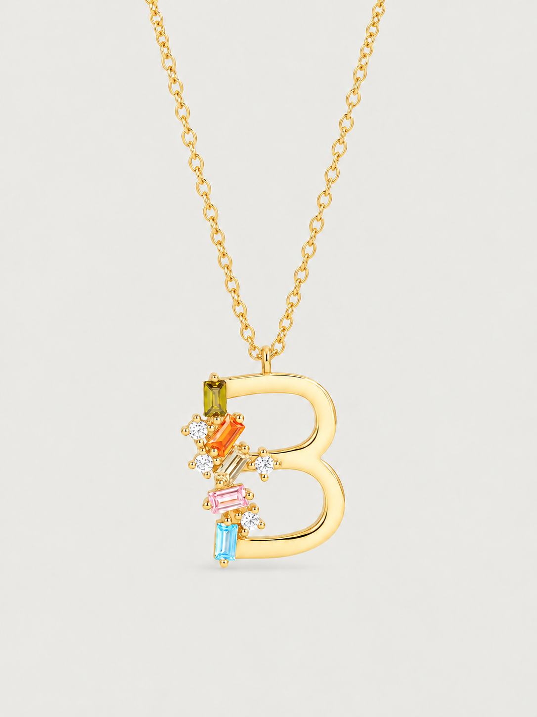 Colier din Argint Gold Rainbow Initial Litera B