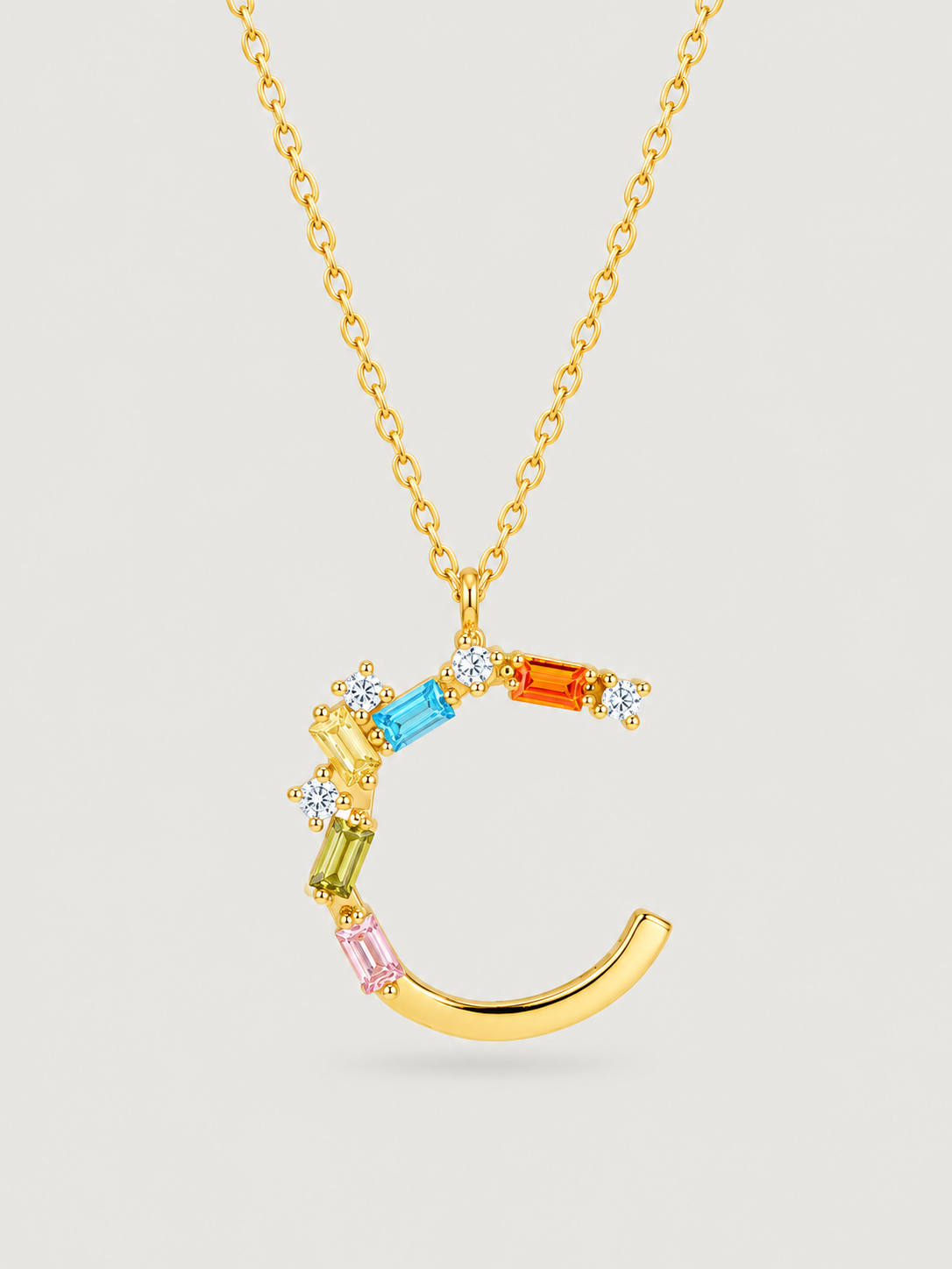 Colier din Argint Gold Rainbow Initial Litera C
