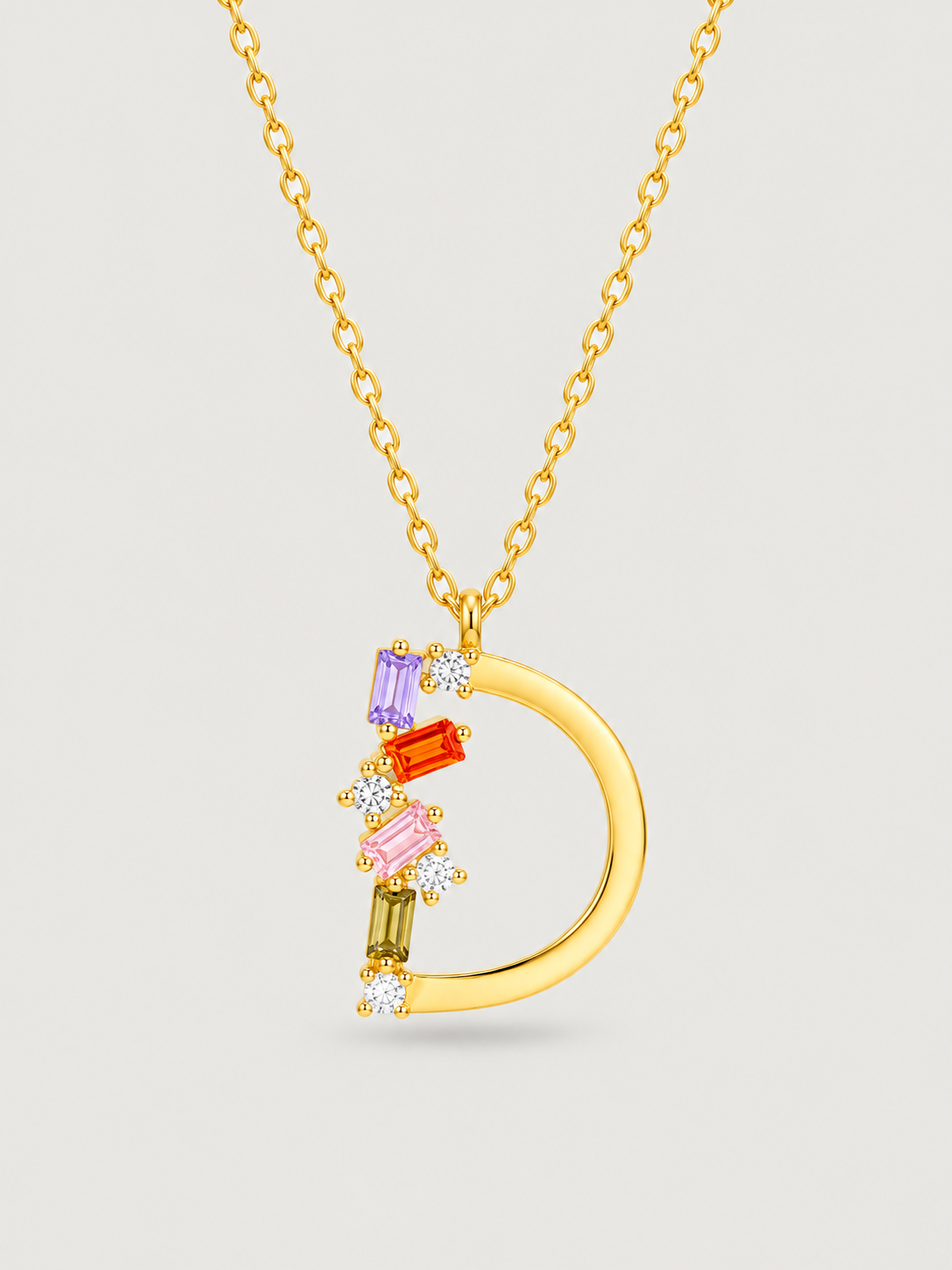 Colier din Argint Gold Rainbow Initial Litera D