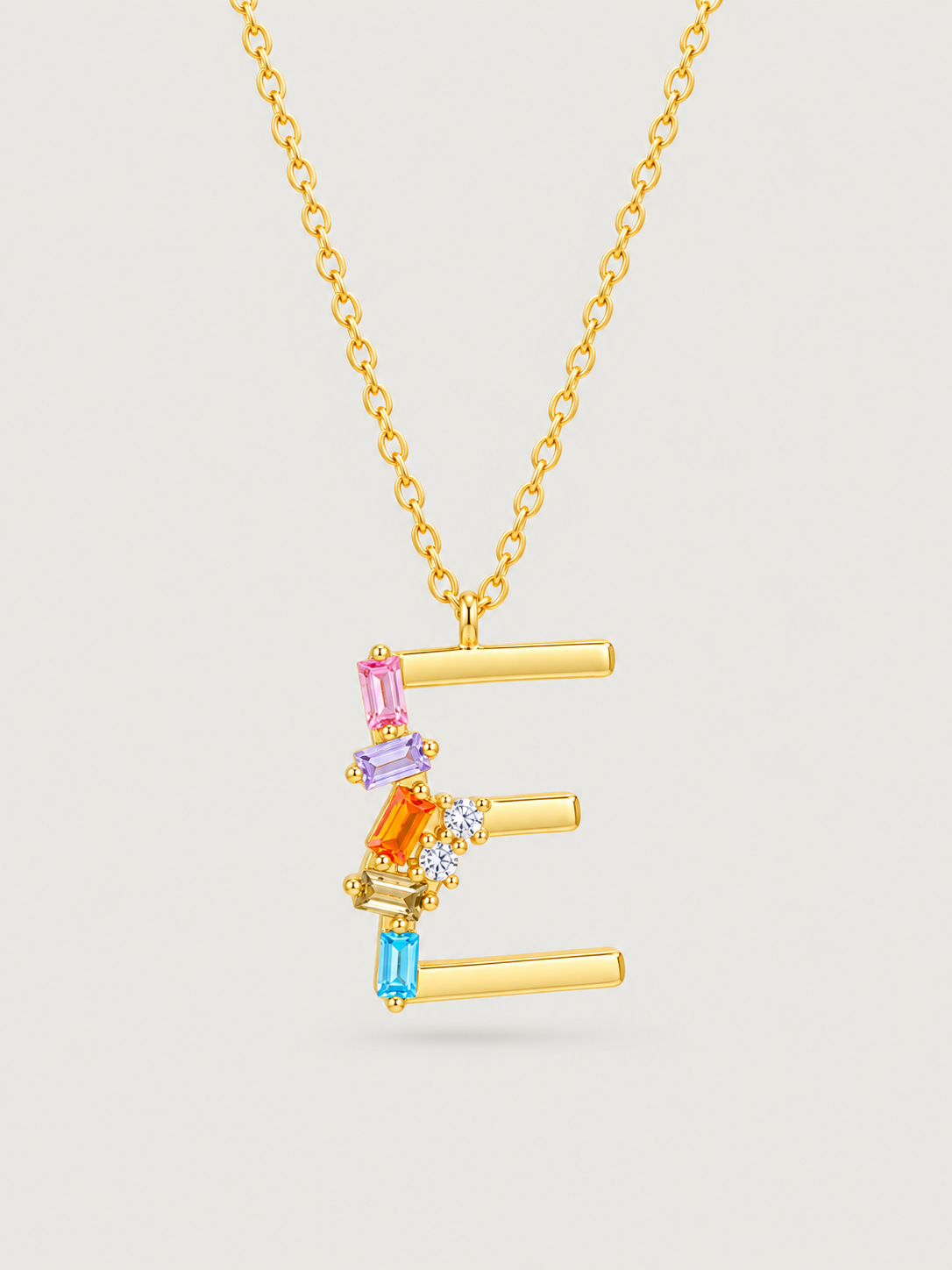 Colier din Argint Gold Rainbow Initial Litera E