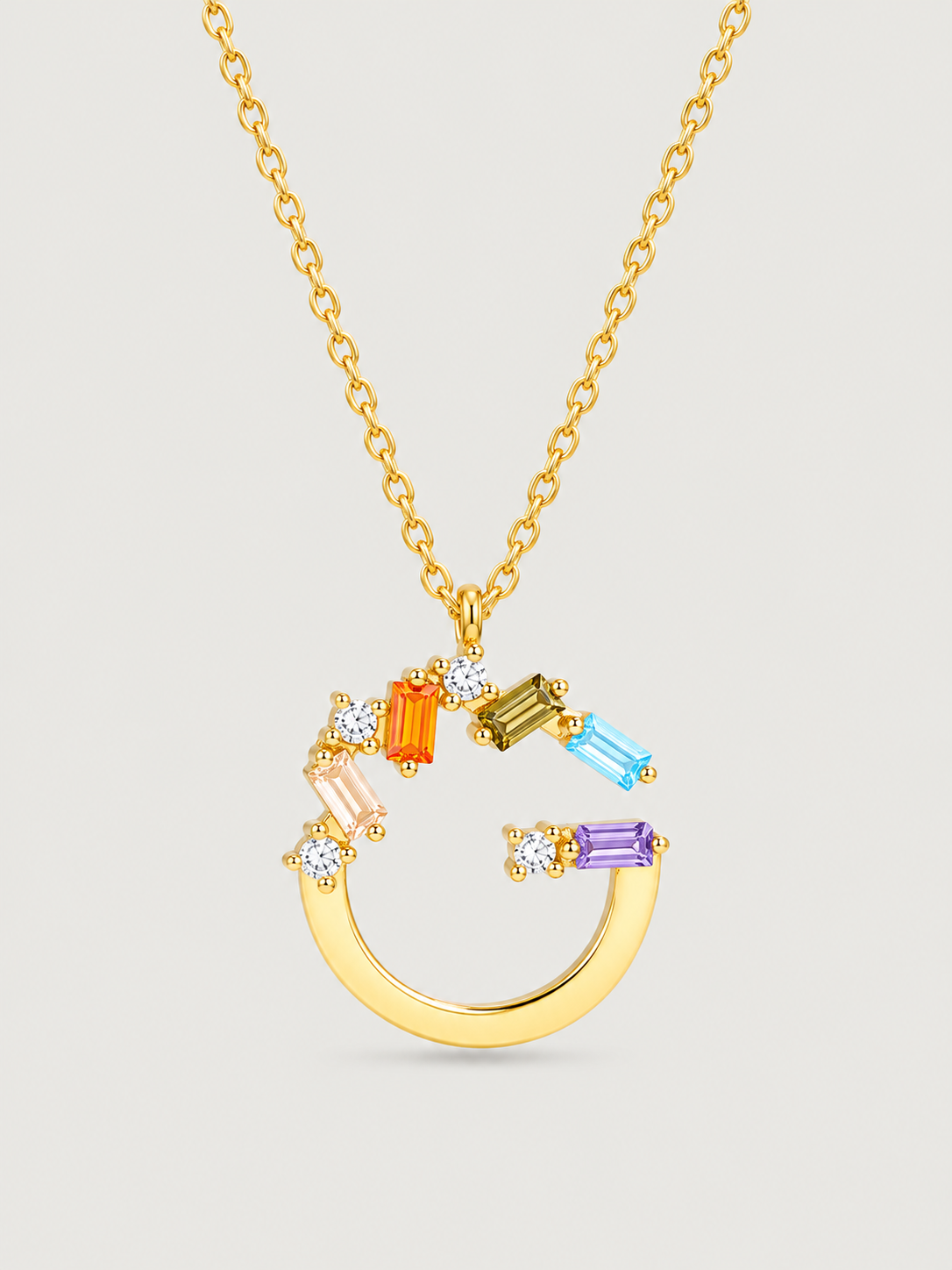 Colier din Argint Gold Rainbow Initial Litera G