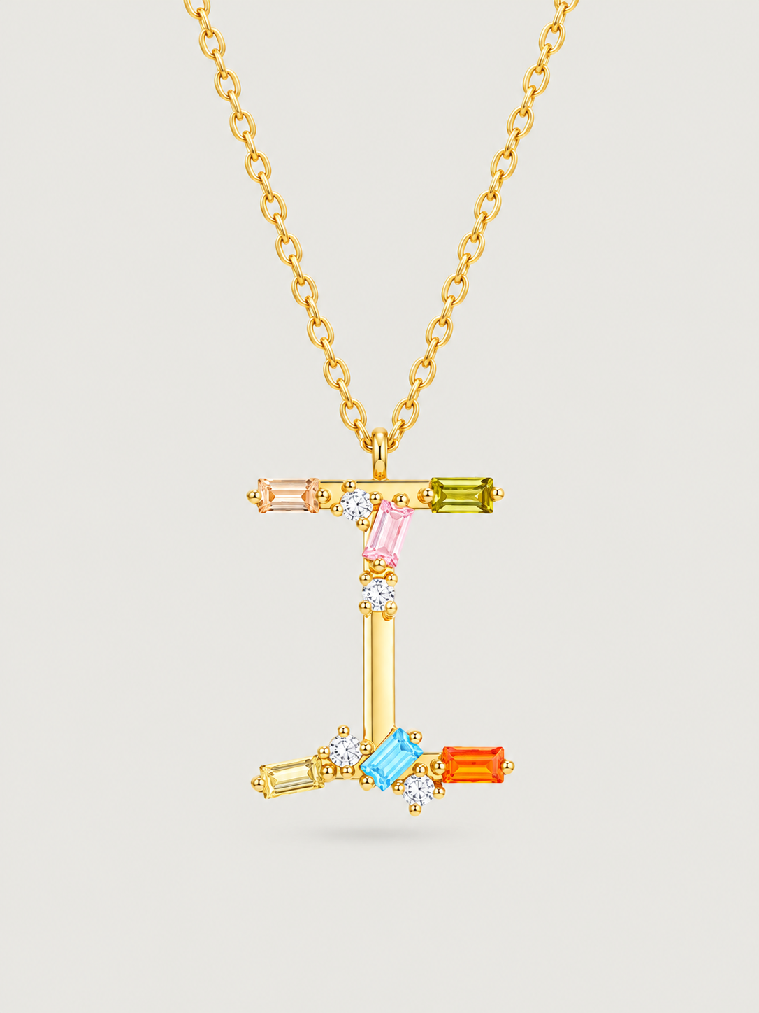 Colier din Argint Gold Rainbow Initial Litera I