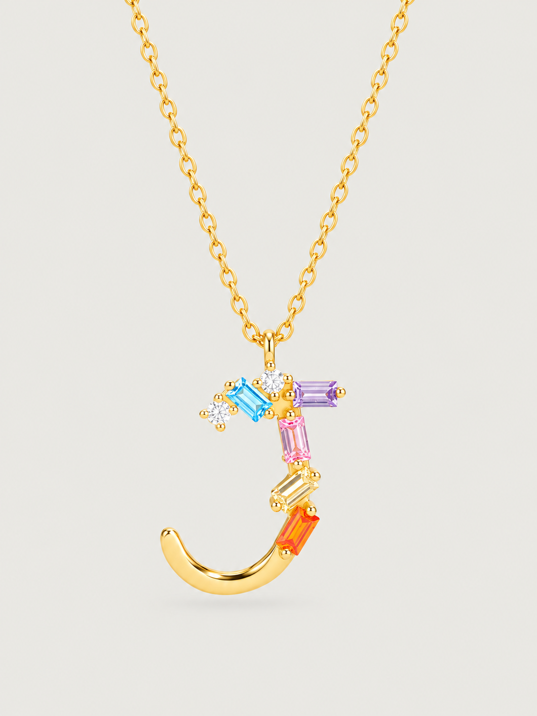Colier din Argint Gold Rainbow Initial Litera J