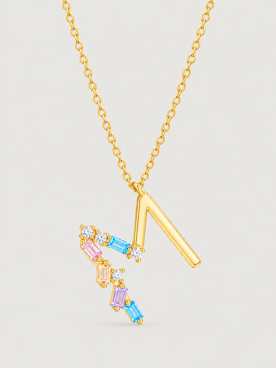 Colier din Argint Gold Rainbow Initial Litera M