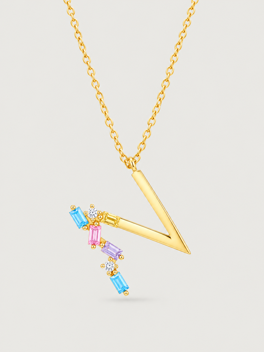 Colier din Argint Gold Rainbow Initial Litera N