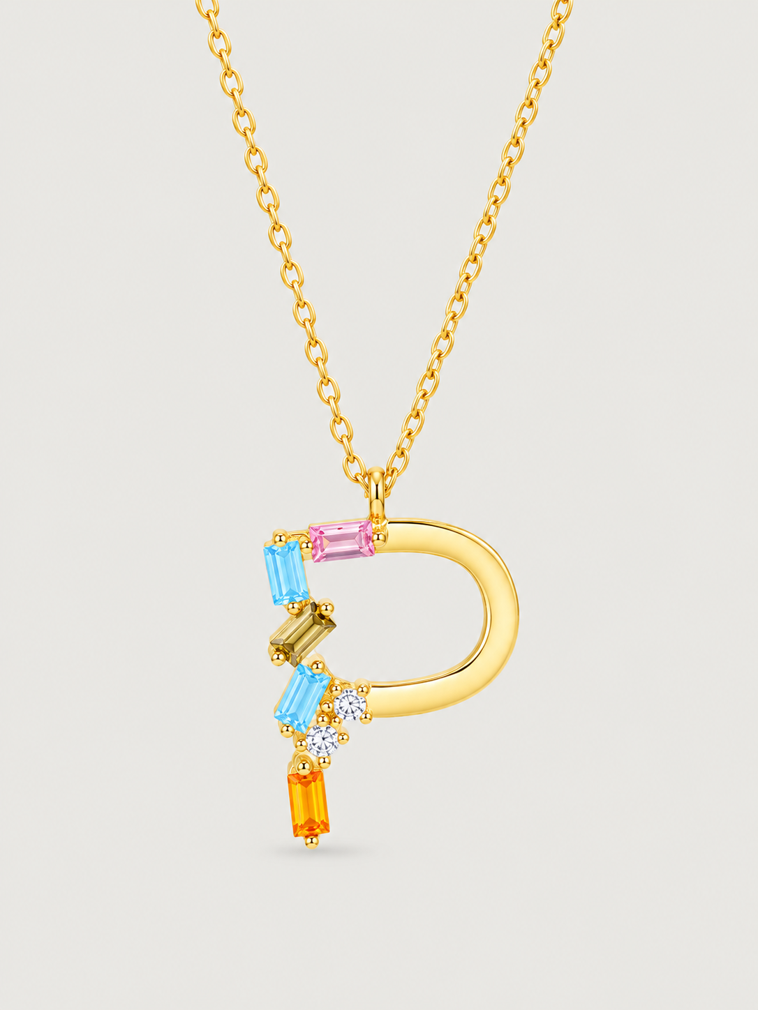 Colier din Argint Gold Rainbow Initial Litera P
