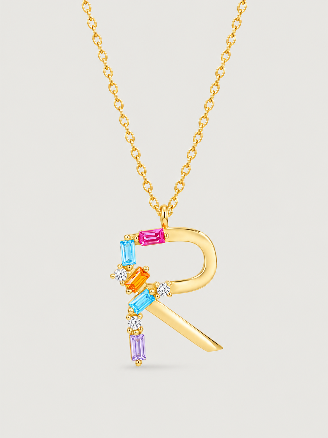 Colier din Argint Gold Rainbow Initial Litera R