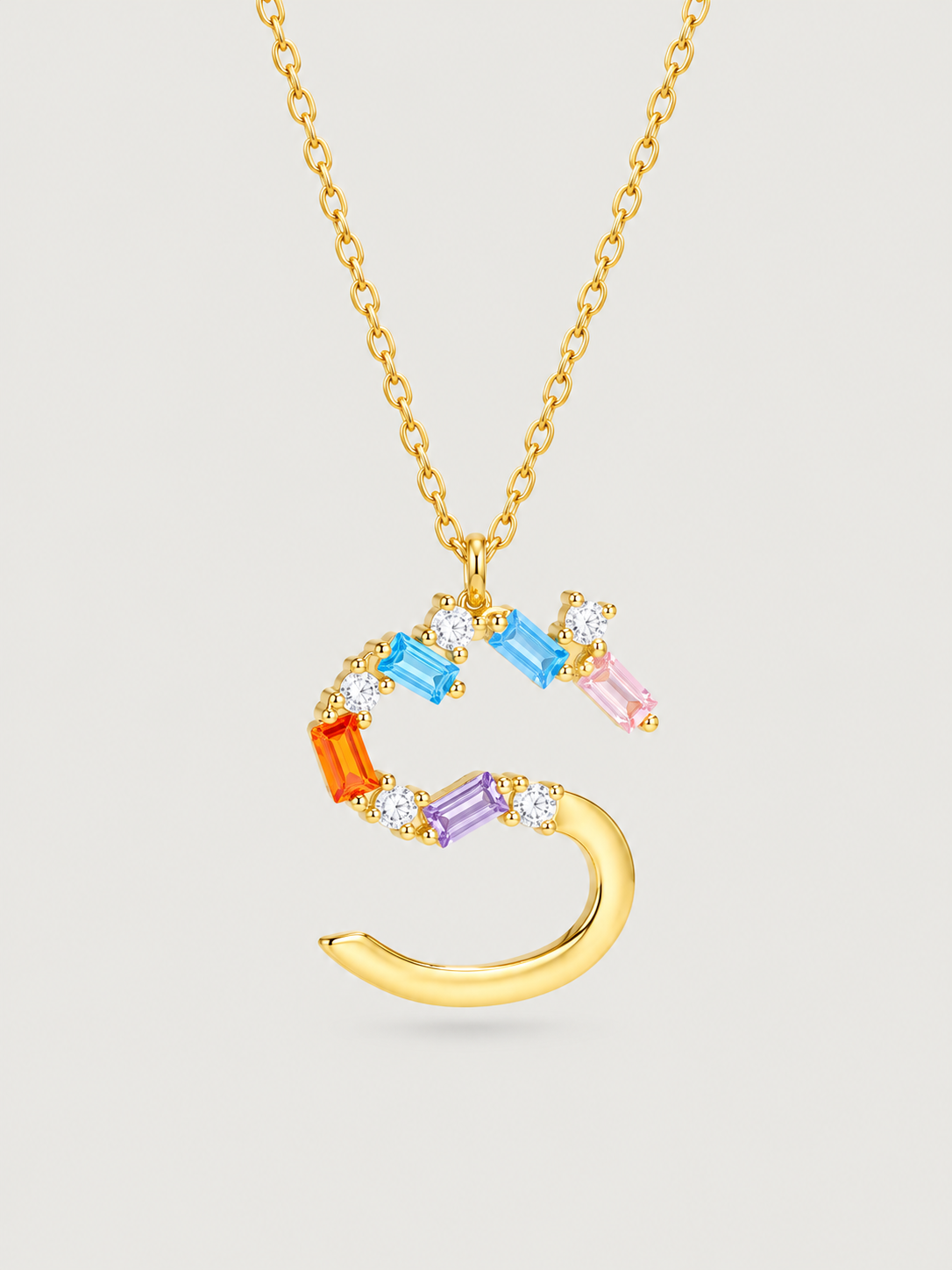 Colier din Argint Gold Rainbow Initial Litera S
