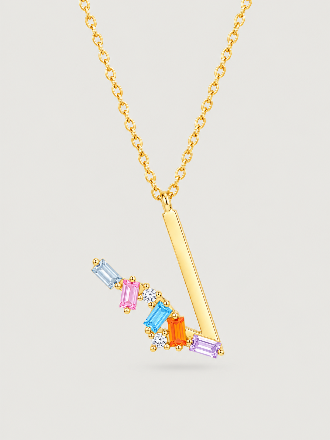 Colier din Argint Gold Rainbow Initial Litera V