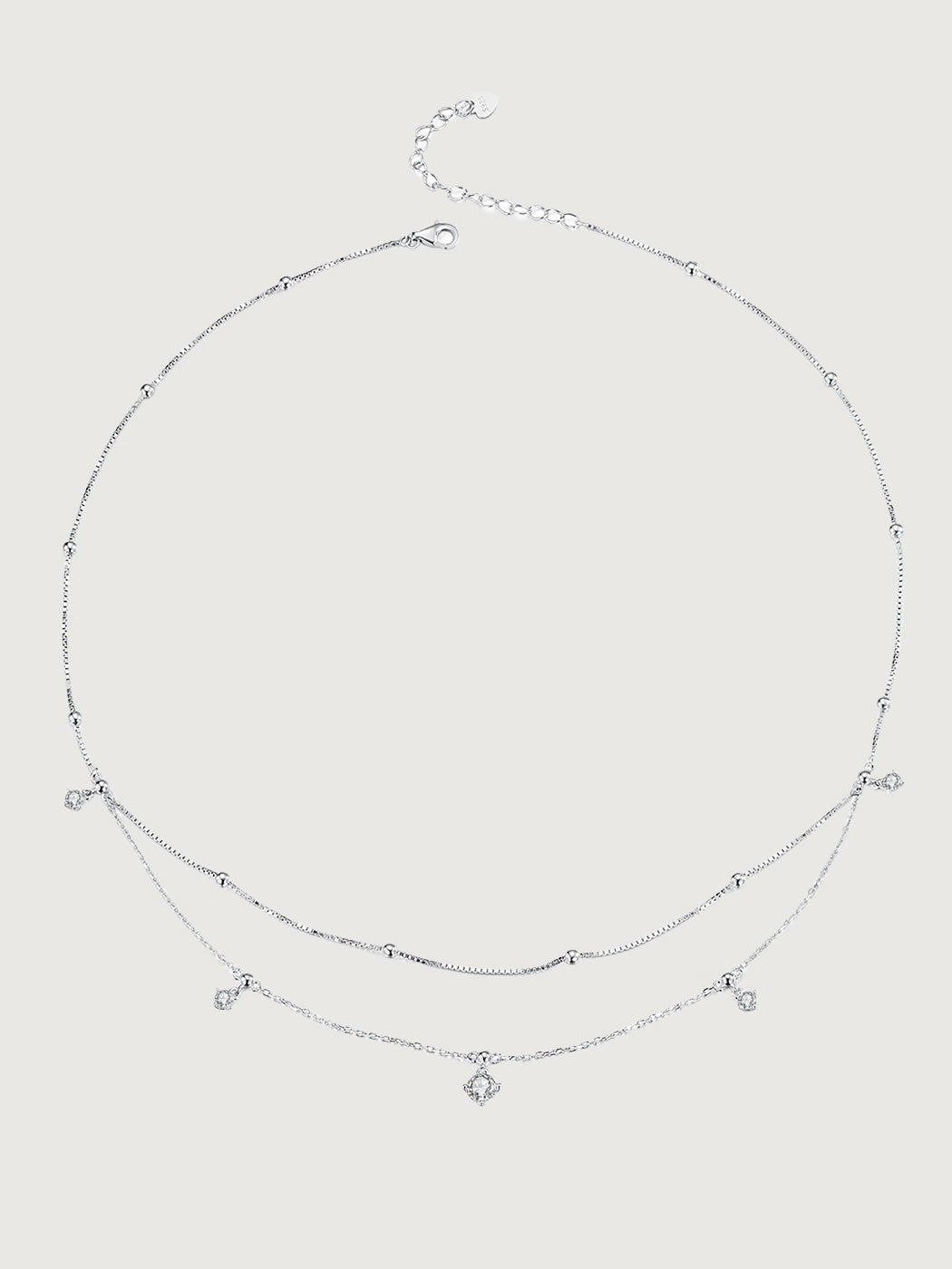 Colier din argint cu doua straturi si moissanite