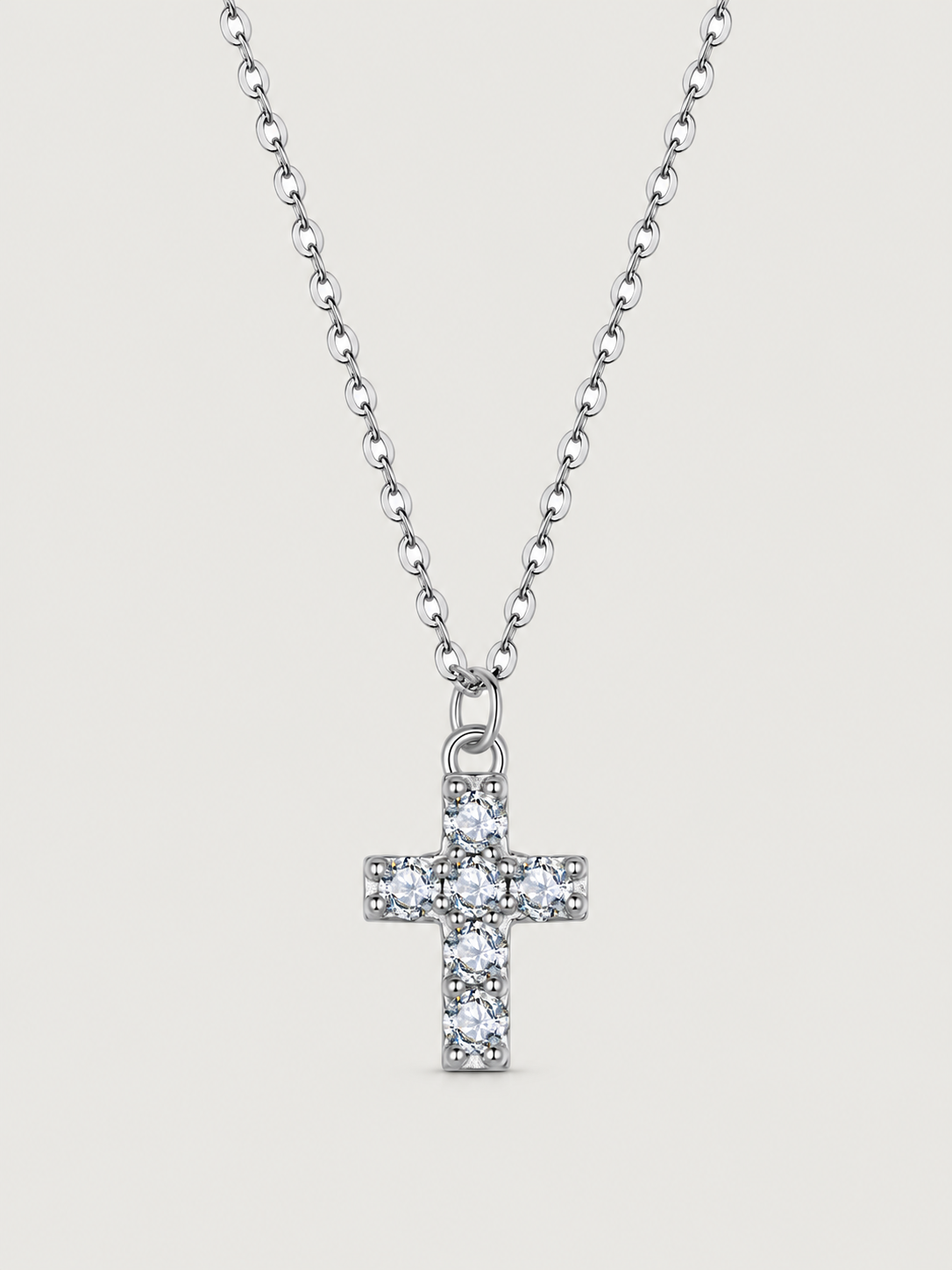 Colier argint cu cruce si moissanite stralucitor
