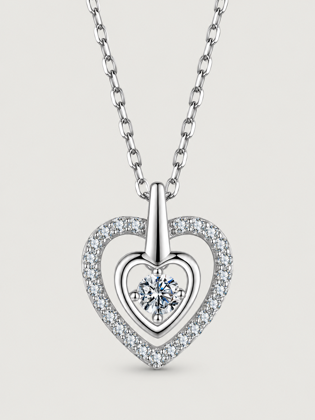 Colier din Argint cu Moissanite Dancing Heart