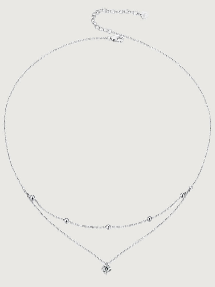Colier din argint Moissanite Dual Elegance cu piatră de 0,5 ct