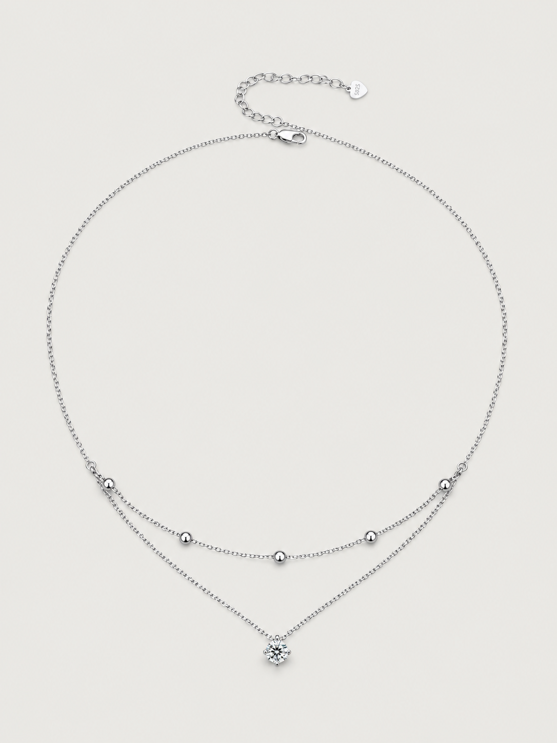 Colier din argint Moissanite Dual Elegance cu piatră de 0,5 ct