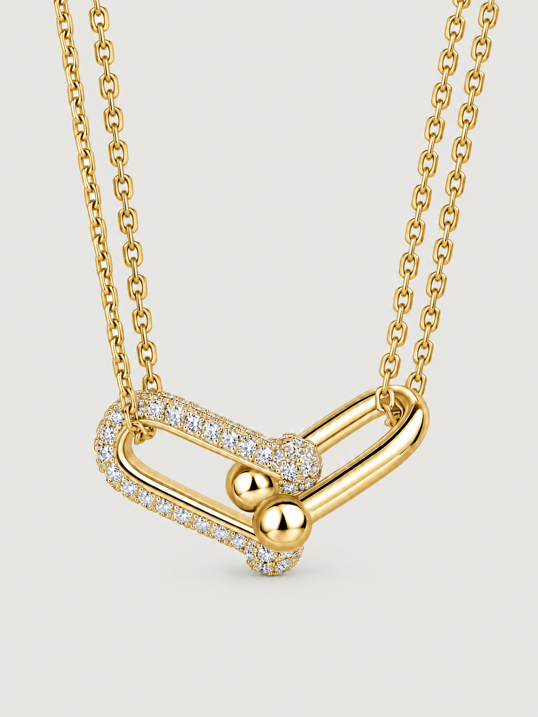Colier din Argint Moissanite Gold Éclat Link