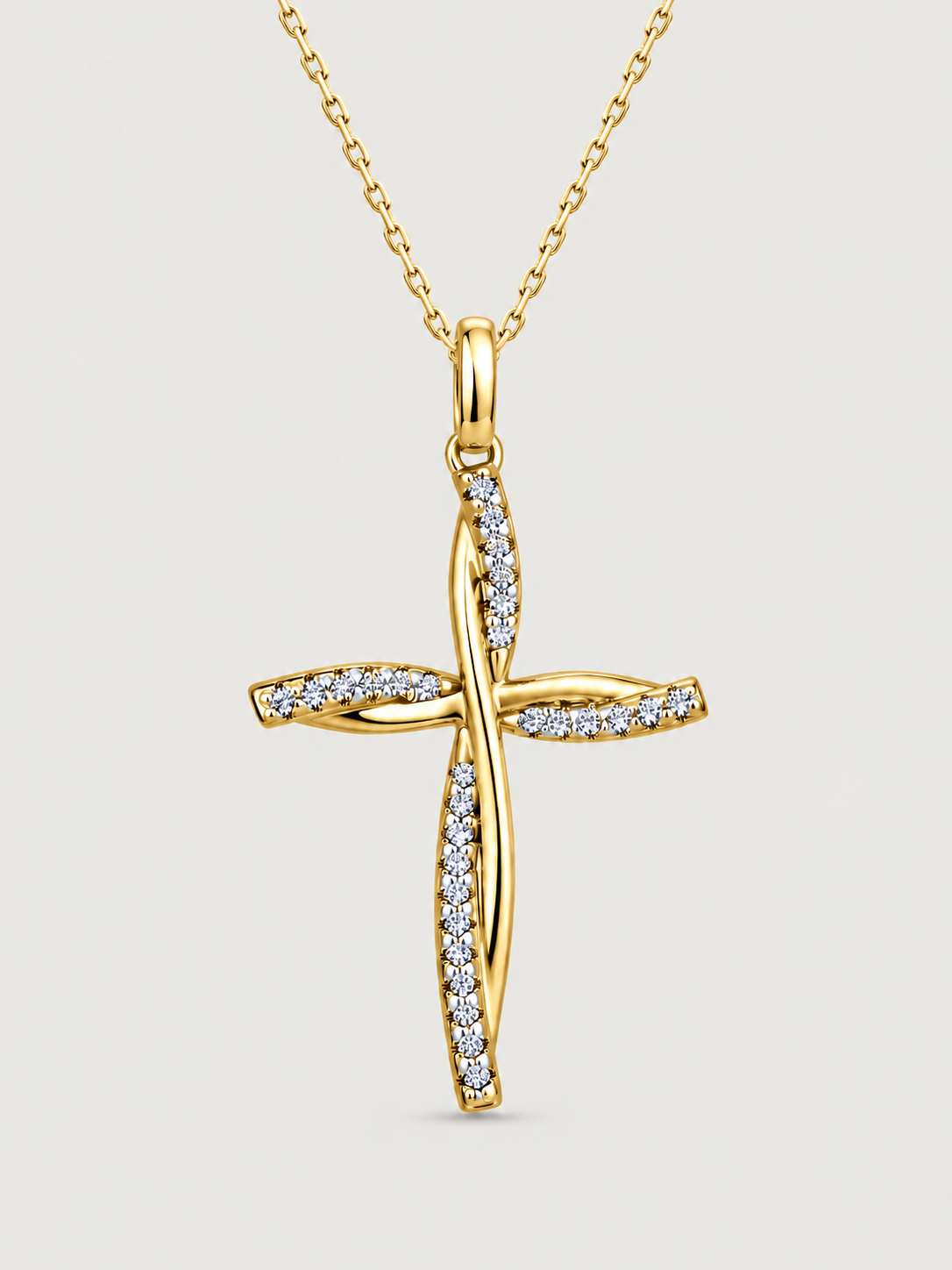 Colier din Argint Moissanite Gold Eternal Cross