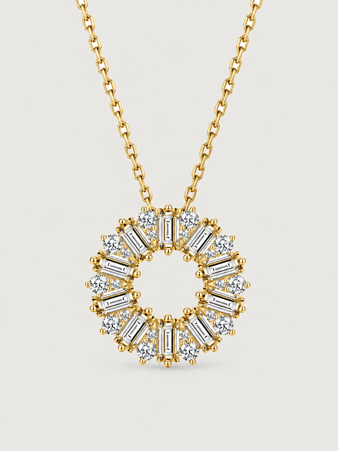 Colier din Argint Moissanite Gold Halo Bloom