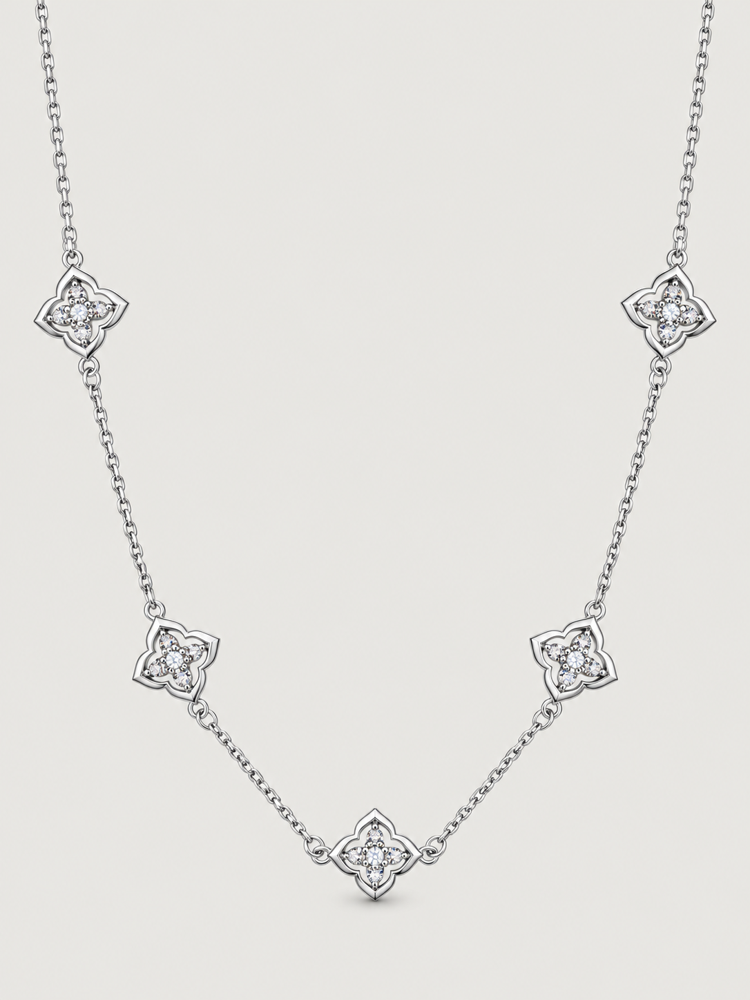 Colier din Argint cu Moissanite Lucky Clover