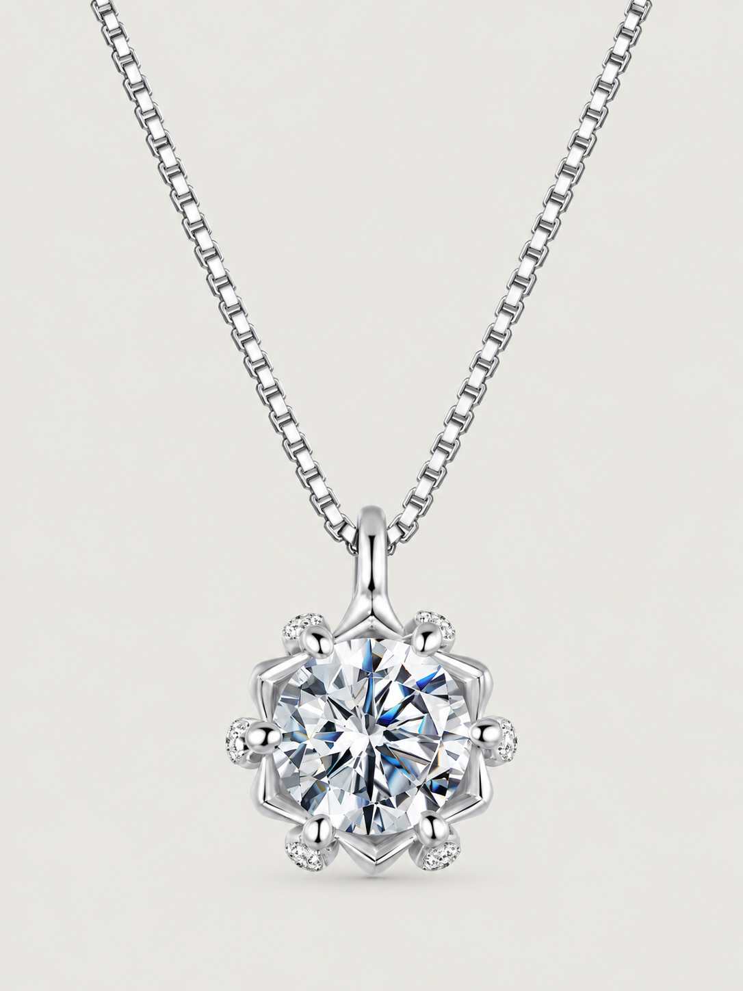 Colier din argint placat cu aur alb Pure Radiance cu moissanite certificat GRA