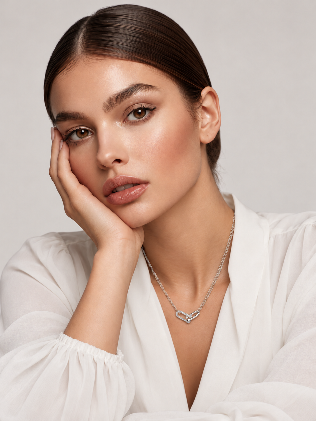 Colier din Argint Moissanite Silver Éclat Link pe model