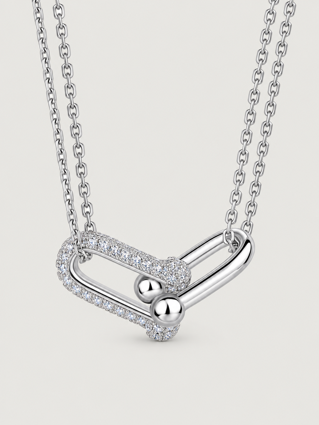 Colier din Argint Moissanite Silver Éclat Link