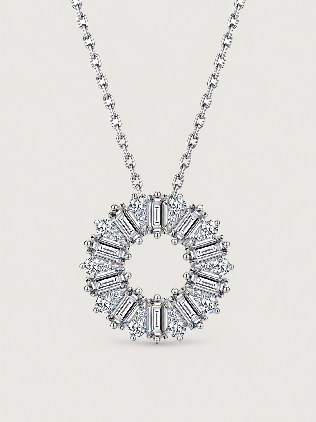 Colier din Argint Moissanite Silver Halo Bloom
