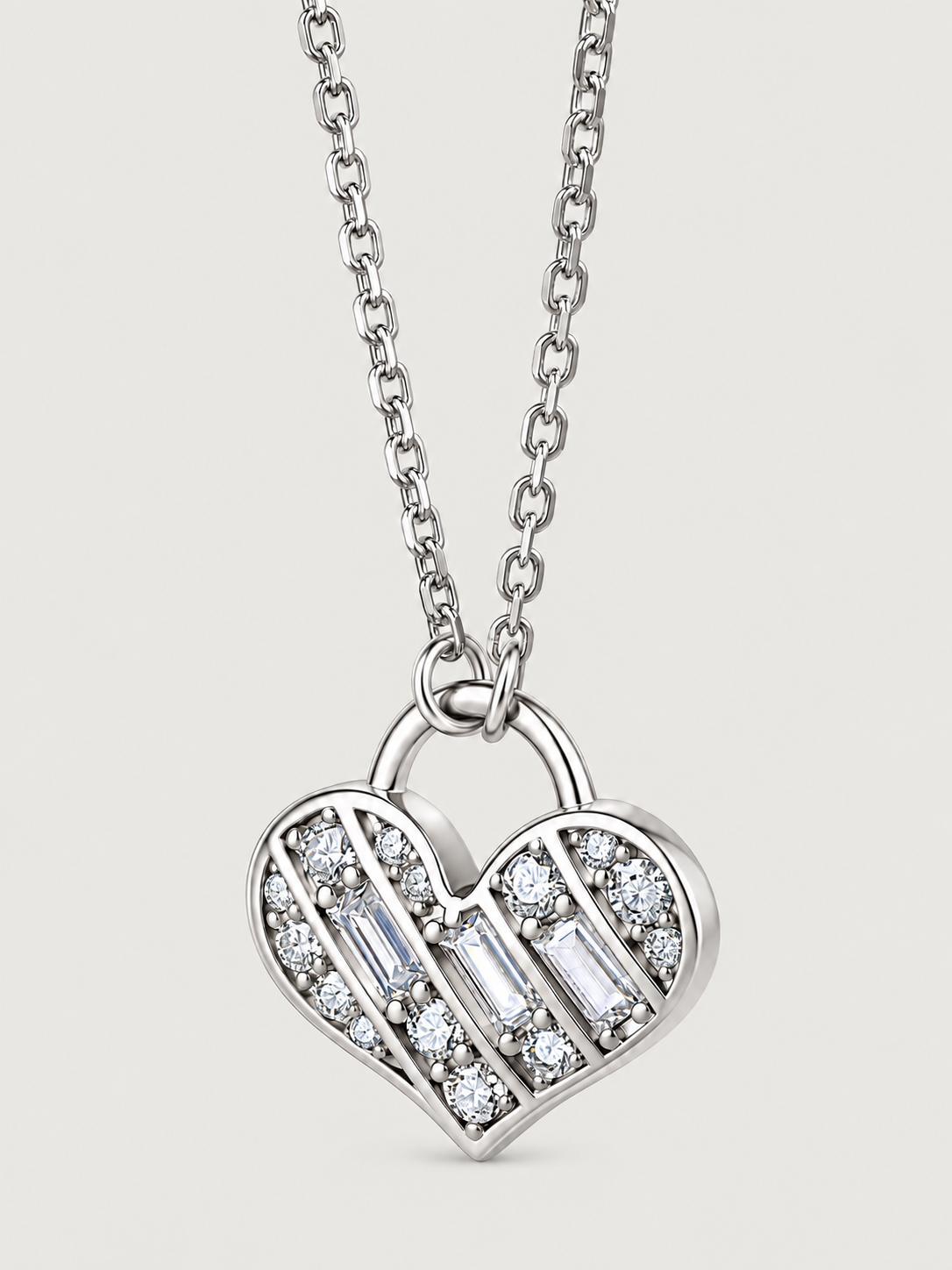 Colier din Argint Moissanite Silver Heart Mosaic