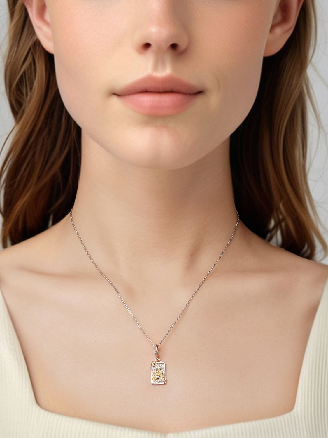 Colier argint Rac cu accente aurii si zirconii