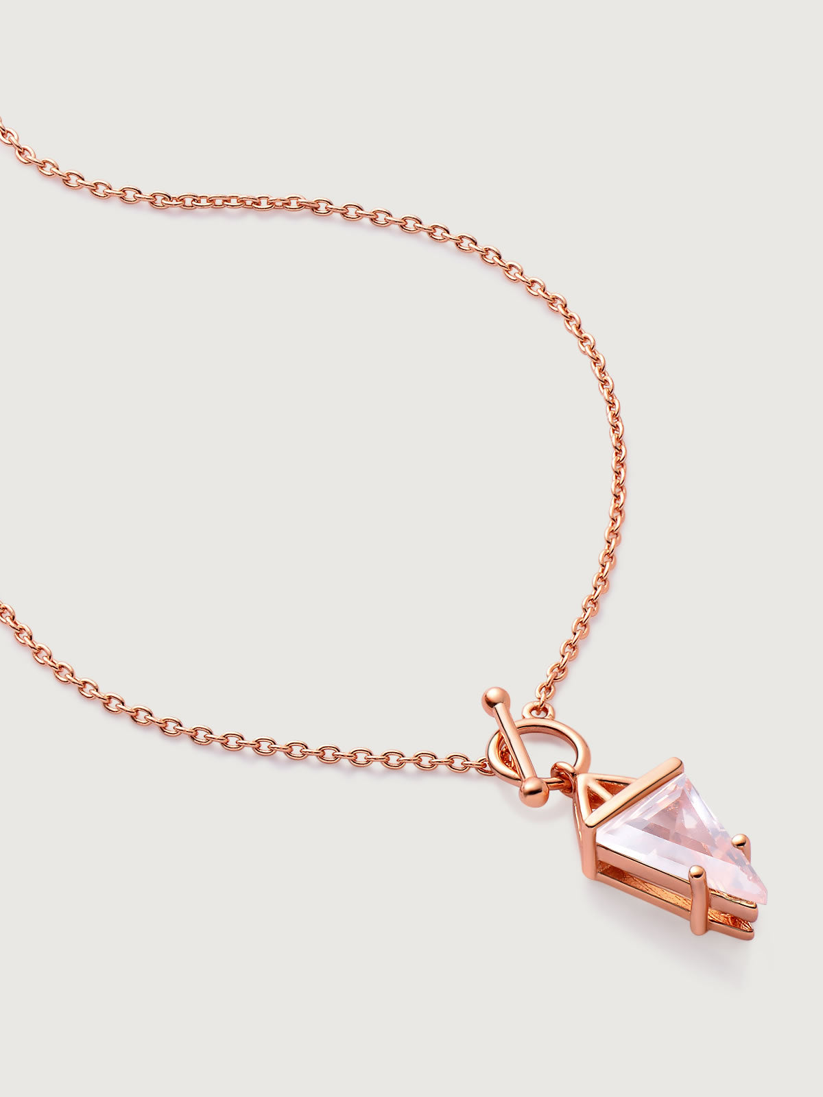 Colier din Argint Rose Quartz Sara cu Cuarț Roz Natural